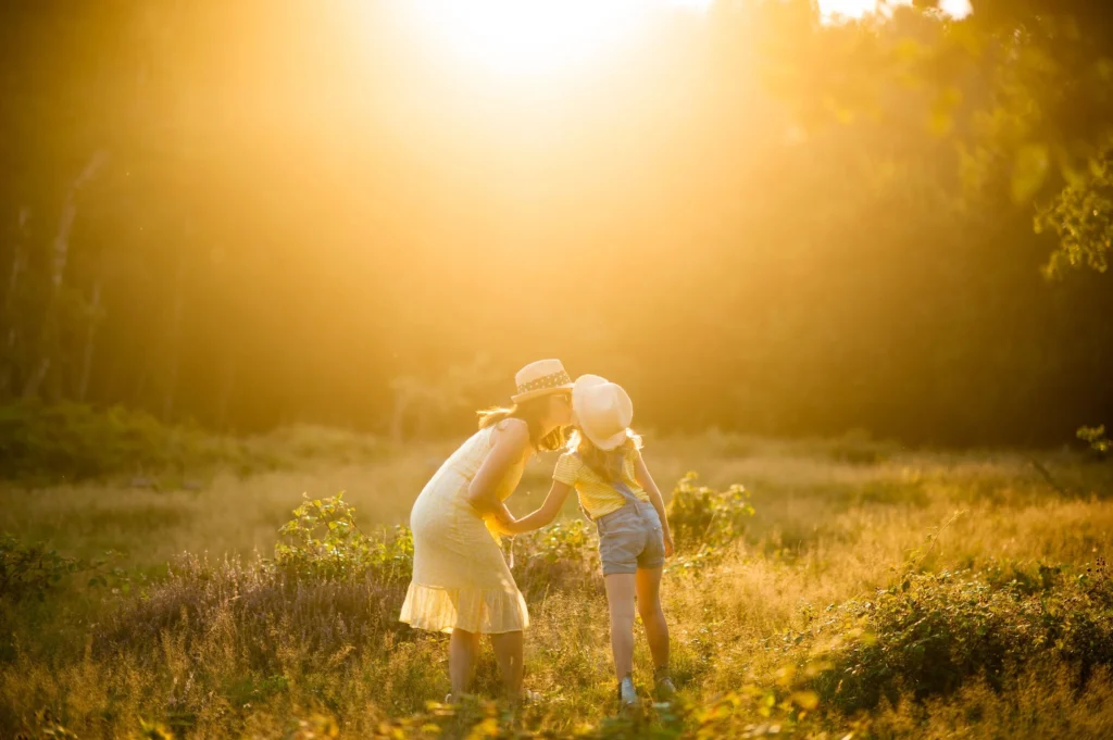 sunset family portrait of mum and dauhter at Clumber Park