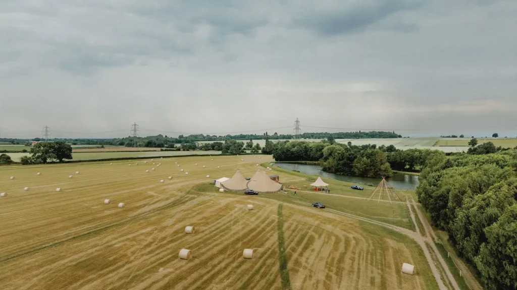 dronbe shot of Low Osgoodby Grange Wedding Photographer