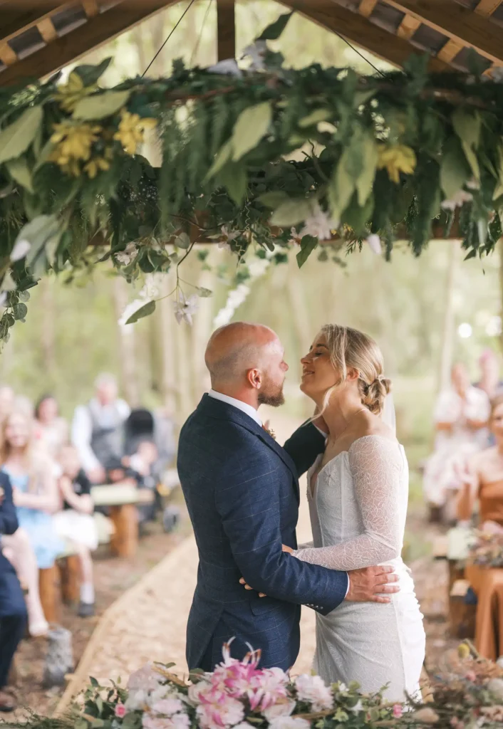 first kiss at Low Osgoodby Grange Wedding Photographer