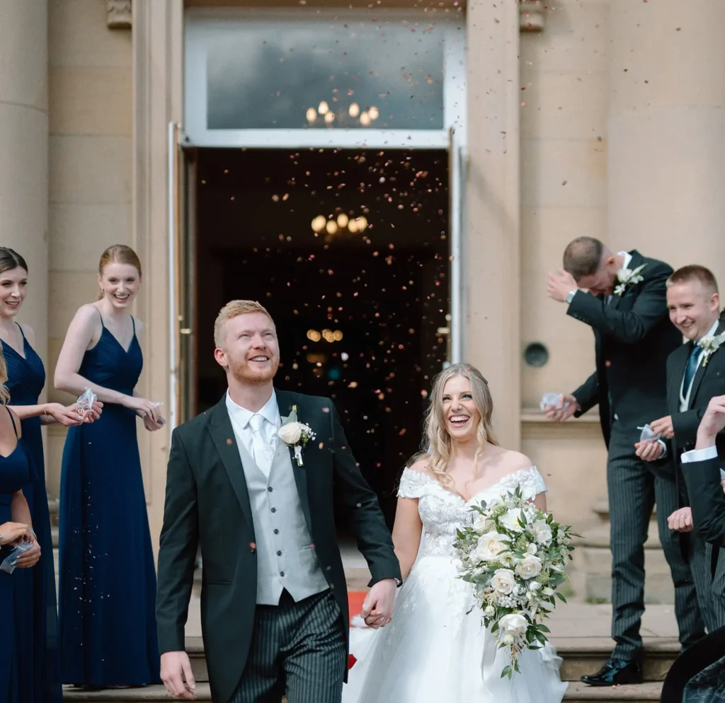 confetti toss at wortley hall taken by yorkshire portraits