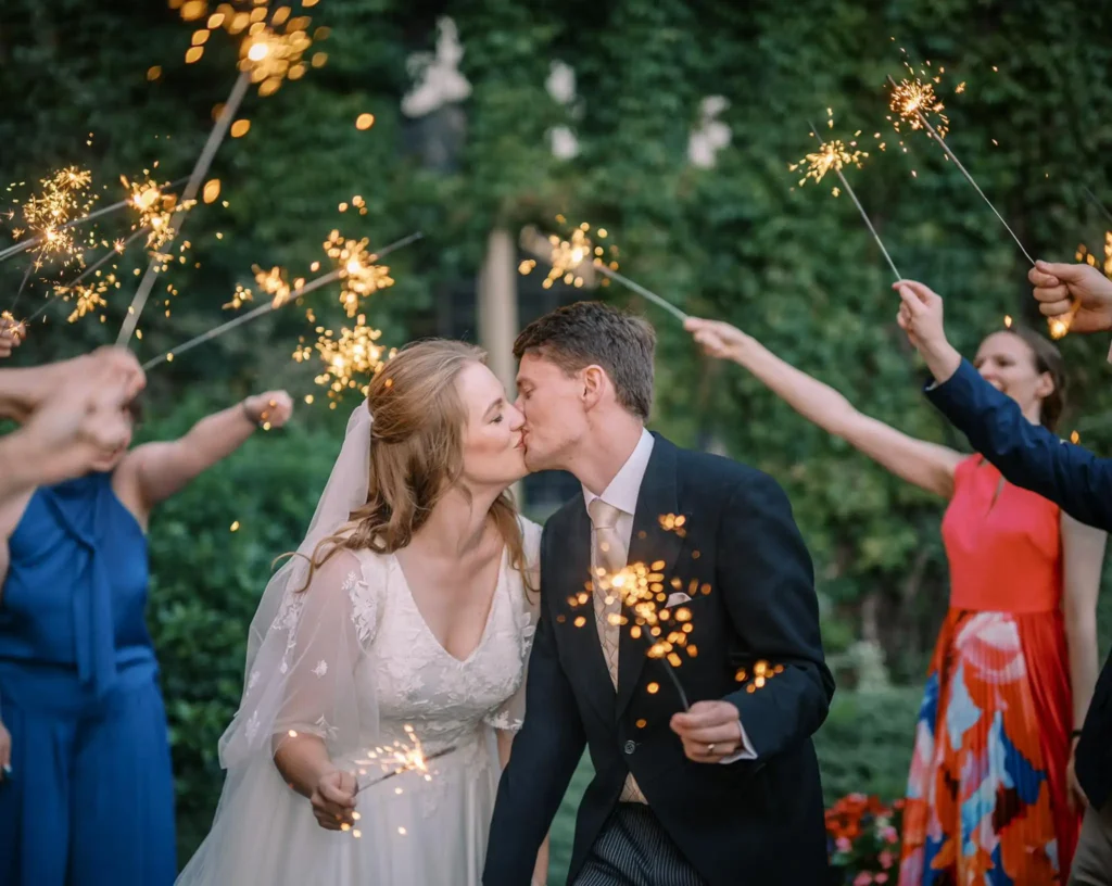sparkler exi at wedding ceremony at worksop college by yorkshire portraits wedding photographer