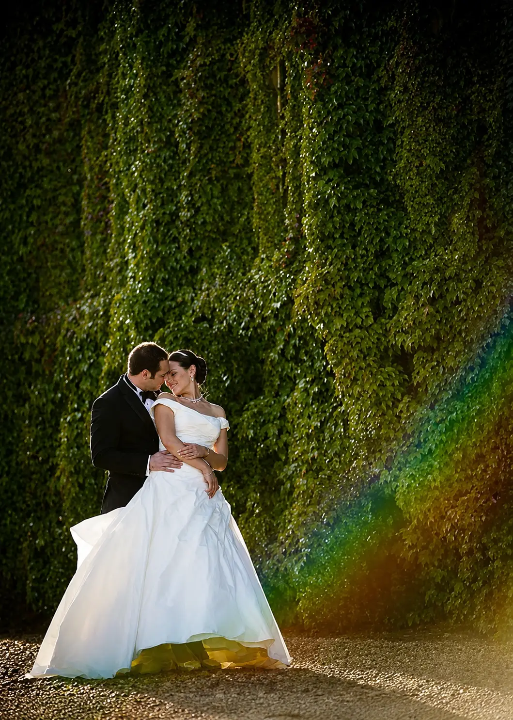 Carlton Towers wedding photo of sunset bride and groom