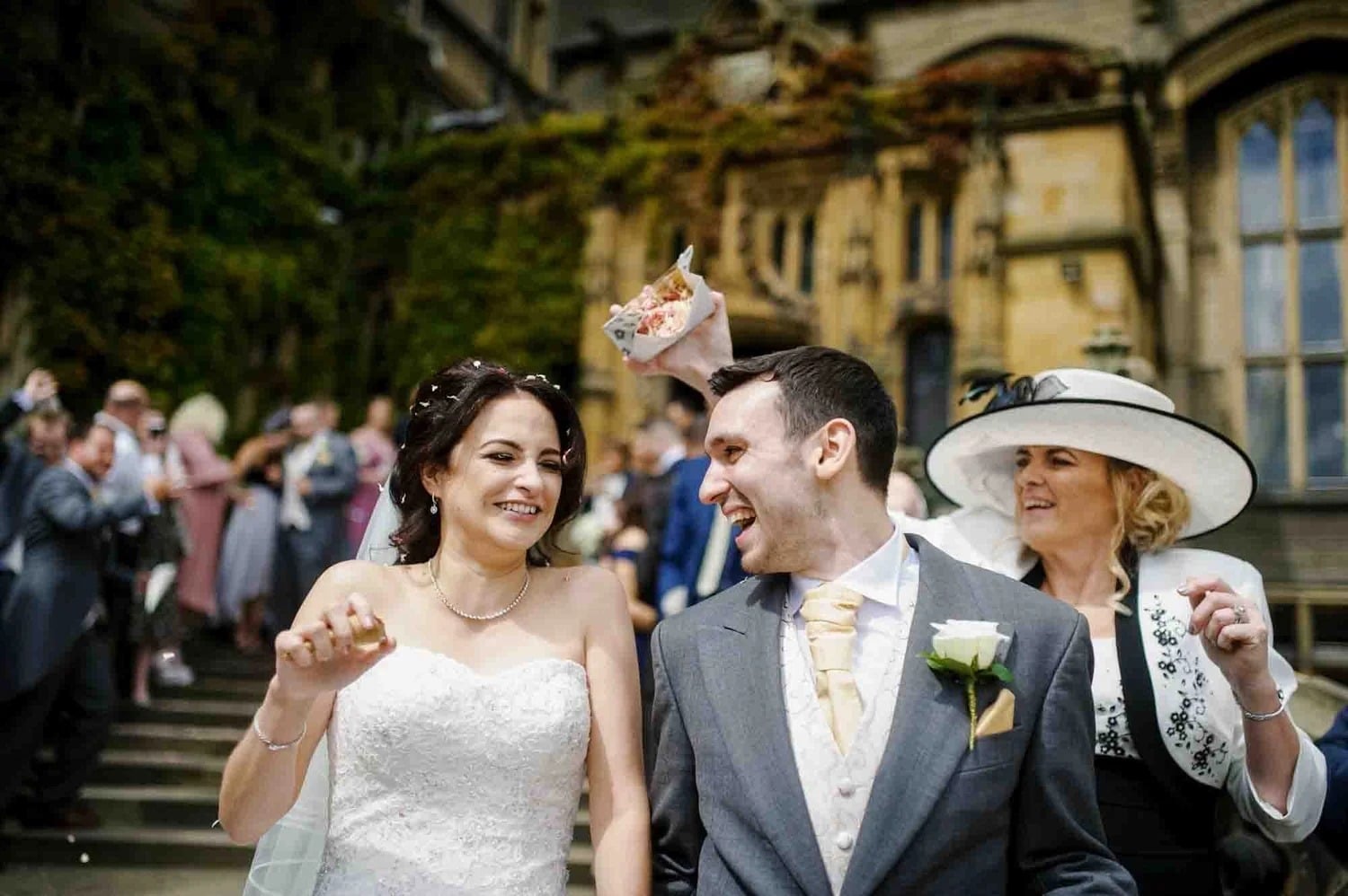 Carlton Towers wedding photographer, bride and groom confetti