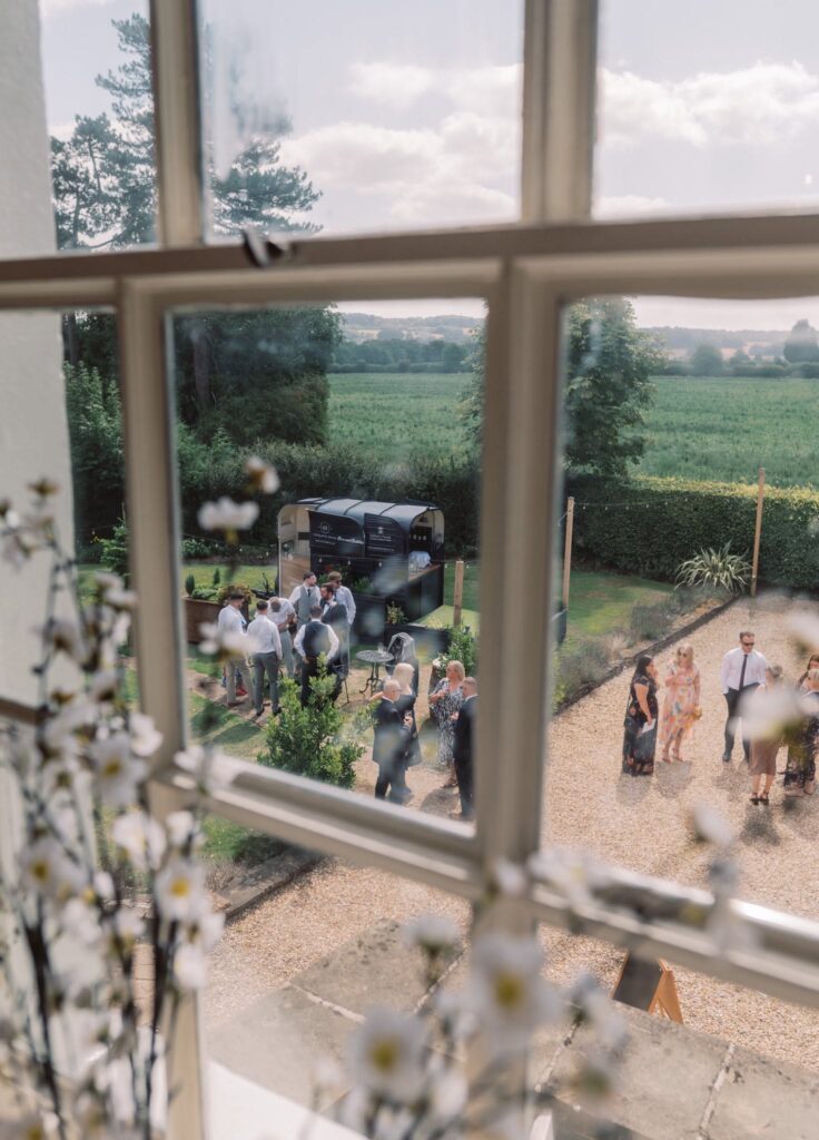 cockcliffe country house wedding photographer photo overlooking cocktail hour